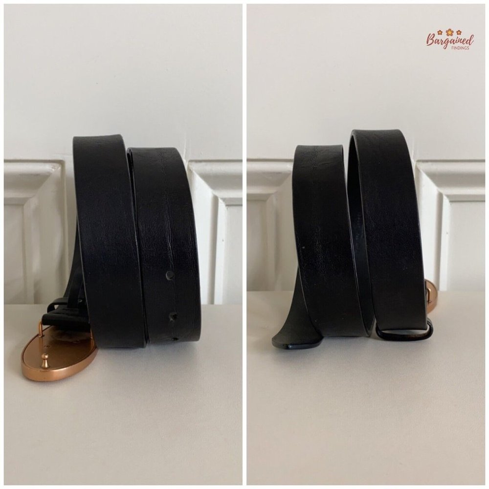 Authentic Gucci Vintage Black Leather Bronze Interlocking G Wood Belt 80/32 - Picture 8 of 12